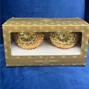 Dillards Gold Christmas Ornament Balls (2)